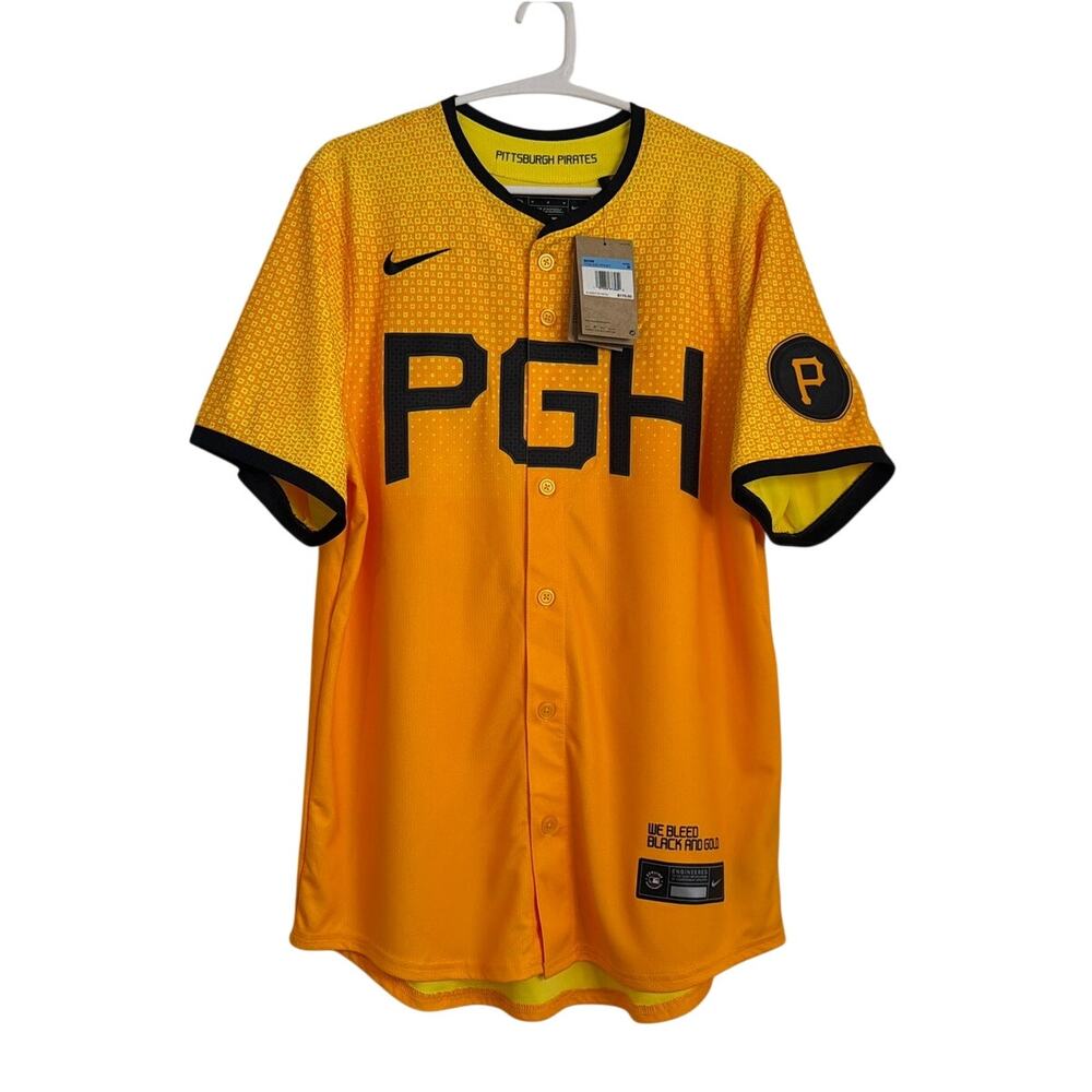 NWT Nike Pittsburgh Pirates Bryan Reynolds Replica Jersey, Gold, Men's Medium
